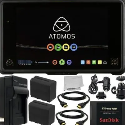 Sale Atomos Shogun Inferno 7" 4K HDMI/Quad 3G-SDI/12G-SDI Recording Monitor 10PC Accessory Kit. Includes SanDisk 480GB Extreme Pro Solid State Drive, 2 Replacement F970 Batteries, MORE
