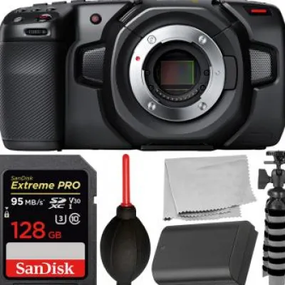 Online Blackmagic Design Pocket Cinema Camera 4K (Body Only) - CINECAMPOCHDMFT4K with Sandisk 128GB Memory Card Starter Bundle