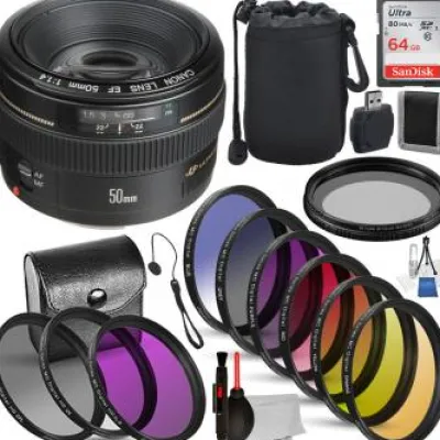 Hot Canon EF 50mm f/1.4 USM Lens - 2515A003 with 12pc Accessory Bundle