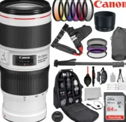 New Canon EF 70-200mm f/4L IS II USM Lens - 2309C002 with 18pc Advanced Lens Bundle