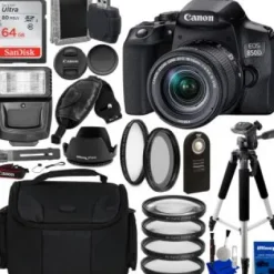 New Canon EOS 850D Digital SLR Camera with 18-55mm EF-S IS STM Lens and Essential Starter Kit.