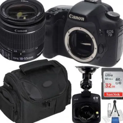 Hot Canon EOS 7D Digital SLR Camera with 18-55mm f/3.5-5.6 IS II Lens and Accessory Bundle Plus FREE Car Dash Cam