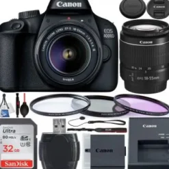 Fashion Canon EOS 4000D DSLR Camera with 18-55mm III Lens - 3011C003 & Starter Accessory Bundle