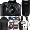Hot Canon EOS 2000D DSLR Camera with 18-55mm Lens, 75-300mm Lens and Accessory Bundle