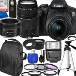 Outlet Canon EOS 2000D DSLR Camera with 18-55mm, 75-300mm, & 50mm Lenses & Accessory Bundle