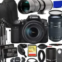 Outlet Canon EOS 90D DSLR Camera with 18-135mm & 75-300mm Lenses + Advanced Accessory Bundle: 100s Sling, SanDisk 64GB Extreme SDXC, 420-800mm f/8.3-16 Telephoto Zoom Lens & Much More (29pc Bundle)
