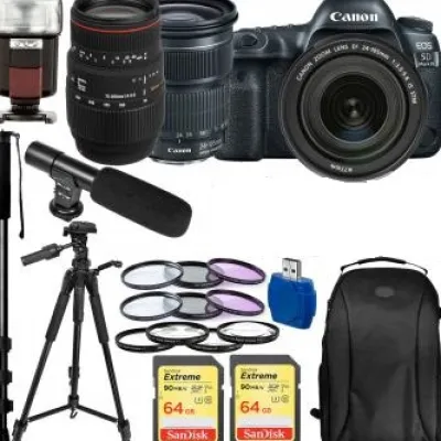 Hot Canon EOS 5D Mark IV DSLR Camera with EF 24-105mm IS STM Lens, Sigma 70-300mm Macro Lens and Accessory Bundle