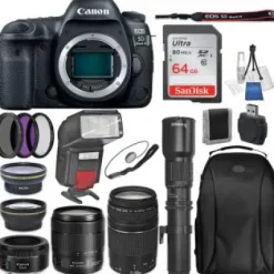 Sale Canon EOS 5D Mark IV DSLR Camera with 24-105mm f/4L II Lens, 75-300mm f/4-5.6 III USM Lens, 50mm f/1.8 STM Lens, Ultimaxx 500mm Preset Lens and Accessory Bundle