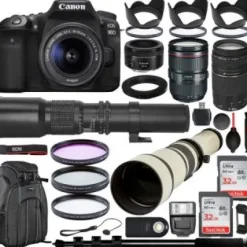 Outlet Canon EOS 5D Mark IV DSLR Camera with 24-105mm USM, - 1483C010 50mm f/1.8 STM, - 0570C002 & 75-300mm f/4-5.6 III - 6472A002 with 500mm & 650-1300mm Preset Telephoto 5 Lens Essential Bundle