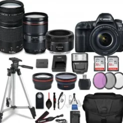 Hot Canon EOS 5D Mark IV DSLR Camera with 24-105mm f/4L II Lens, 50mm f/1.8 STM Lens, EF 75-300mm f/4-5.6 III USM Lens and Accessory Bundle