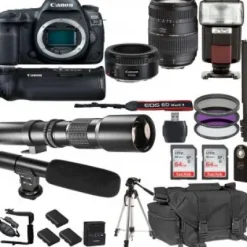 Clearance Canon EOS 5D Mark IV DSLR Camera with EF 50mm F/1.8 STM Prime Lens, Tamron 70-300mm f/4-5.6 Lens and Accessory Bundle