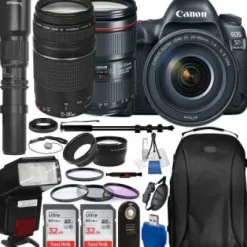 Outlet Canon EOS 5D Mark IV DSLR Camera with 24-105mm f/4L II Lens, EF 75-300mm f/4-5.6 III Lens, Ultimaxx 500mm Preset Lens and Accessory Bundle