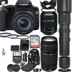 Outlet Canon EOS 250D (Rebel SL3) DSLR Camera with 18-55mm & 75-300mm Lenses & 500mm Lens with 2x Teleconverter (1000mm) & Premium Accessory Bundle