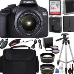 Discount Canon EOS 2000D (Rebel T7) Digital SLR Camera w/ 18-55MM DC III  Lens Kit (Black) Professional Accessory Bundle
