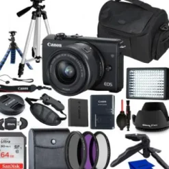 Online Canon EOS M200 Mirrorless Digital Camera with 15-45mm Lens (Black) and Video/Vlogging Bundle. Includes: SanDisk 64GB Ultra SDXC Memory Card, 50†Professional Tripod, 6.5†Tabletop Tripod, and Much More.