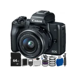 Best Canon EOS M50 Mirrorless Digital Camera with 15-45mm Lens (Black) Accessory Bundle