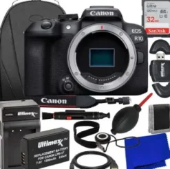 Fashion Ultimaxx Canon EOS R10 Mirrorless Camera (Body Only) + SanDisk 32GB Ultra Memory Card, Spare Battery, Water-Resistant Backpack, Rapid Travel Charger & More (19pc Bundle)