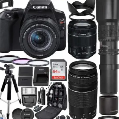 Fashion Canon EOS Rebel T7 DSLR Camera with EF-S 18-55mm - 2727C002 and 500mm Preset Lens with 2x Teleconverter (1000mm) & Premium Accessory Bundle