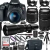 Hot Canon EOS Rebel T7 DSLR Camera with EF-S 18-55mm IS II & EF 75-300mm III Lenses & 500mm Preset Lens & Professional Accessory Bundle Includes: SanDisk Ultra 64GB SDHC Memory Card & MORE