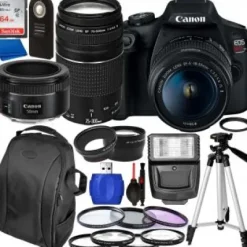 Best Canon EOS Rebel T7 DSLR Camera with 18-55mm, 75-300mm, & 50mm Lenses & Accessory Bundle