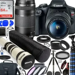 Fashion Canon EOS Rebel T7 DSLR with EF-S 18-55mm f/3.5-5.6 IS II Lens - 2727C002, EF 75-300 f/4-5.6 III Lens - 6472A002 and Professional Lens Bundle