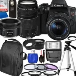 New Canon EOS Rebel T6i DSLR Camera with 18-55mm, 75-300mm, & 50mm Lenses & Accessory Bundle