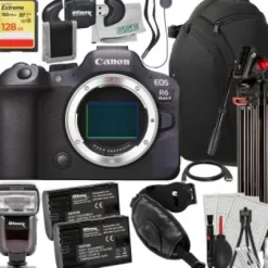 Hot Ultimaxx Canon R6 II (Body Only) Camera Bundle - Includes: 128GB Extreme Memory Card, 2x Replacement Batteries, Professional Deluxe Tripod & Much More (24pc Bundle)
