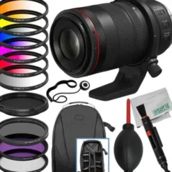 Clearance Canon RF 100mm f/2.8L Macro IS USM Lens with Essential Accessory Bundle: Variable Neutral Density Filter (ND2-ND400), 6PC Gradual Color Filter Kit, Water Resistant Backpack & Much More