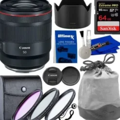 Online Canon RF 50mm f/1.2L USM Lens with Starter Accessory Bundle: Bundle Includes â€“ SanDisk Extreme Pro 64GB Memory Card, 3pc Filter Kit, Lens Pouch, and More