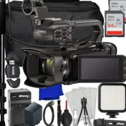 Discount Ultimaxx Canon XA65 Camcorder Bundle - Includes: 2x 64GB Ultra Memory Cards, Ultra-Bright LED Light Kit, Spare Battery with Travel Charger, & Much More (23pc Bundle)