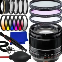 Discount Fujifilm XF 56mm f/1.2 R APD Lens + 6PC Gradual Color Filter Kit, 2.2X Telephoto Lens Attachment, 3PC UV Filter Kit (UV, CPL, FLD), 4PC Macro Close-Up Filter Kit & More (24pc Bundle)