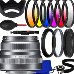 Fashion Fujifilm XF 35mm f/2 R WR Lens (Silver) with Essential Accessory Bundle: Protective Multi-Coated UV Filter, Variable Neutral Density Filter & More (19pc Bundle)