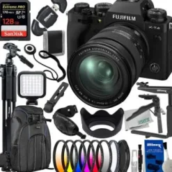 Best Fujifilm X-T4 Mirrorless Camera with 16-80mm Lens (Black) + SanDisk 128GB Extreme Pro SDXC, Deluxe Camera Backpack, Lightweight 72â€ Tripod, LED Video Light & Much More (36pc Bundle)
