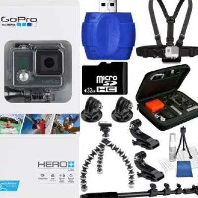New GoPro HERO+ LCD + 32GB Memory Card Accessory Bundle