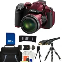Online Nikon COOLPIX P520 Digital Camera (Red) + Accessory Bundle