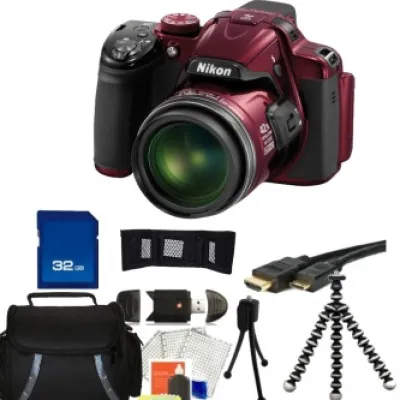Online Nikon COOLPIX P520 Digital Camera (Red) + Accessory Bundle