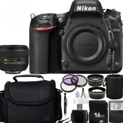 New Nikon D750 DSLR Camera with AF S Nikkor 50mm f/1.4G Autofocus Lens + Custom Professional Bundle