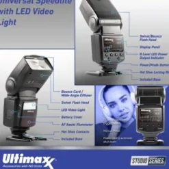 New Ultimaxx Olympus OM-5 Camera with 12-45mm Lens Bundle (Silver) - Includes: 64GB Extreme SDXC, 0.43x Wide-Angle Lens Attachment, Universal Speedlite & Much More (31pc Bundle)