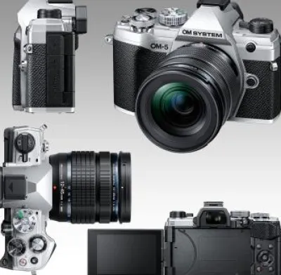 New Ultimaxx Olympus OM-5 Camera with 12-45mm Lens Bundle (Silver) - Includes: 64GB Extreme SDXC, 0.43x Wide-Angle Lens Attachment, Universal Speedlite & Much More (31pc Bundle)