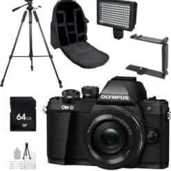 Outlet Olympus OM-D E-M10 Mark II Mirrorless Micro Four Thirds Digital Camera with 14-42mm Lens (Black) + 64GB Memory Card Accessory Kit