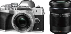 New Olympus OM-D E-M10 Mark IV Mirrorless Camera with 14-42mm EZ Lens (Silver) & ED 40-150mm f/4-5.6 R Lens (Black)