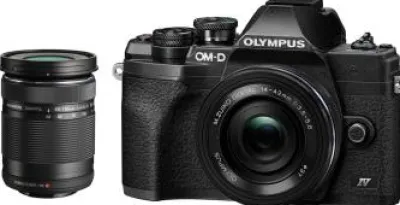 New Olympus OM-D E-M10 Mark IV Mirrorless Camera with 14-42mm EZ Lens & ED 40-150mm f/4-5.6 R Lens (Black)