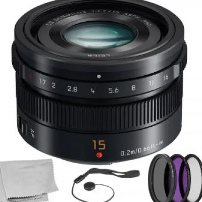 Fashion Panasonic Leica DG Summilux 15mm f/1.7 ASPH. Lens with 5 Piece Essentials Accessory Kit