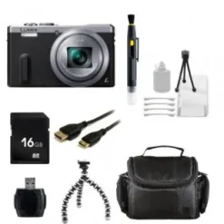 New Panasonic LUMIX DMC TZ60/ZS40 Digital Camera (Silver) + Accessory Bundle