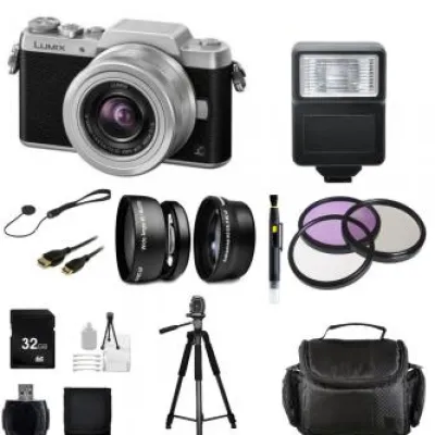 Hot Panasonic Lumix DMC-GF7 Mirrorless Micro Four Thirds Digital Camera with 12-32mm f/3.5-5.6 ASPH. Lens (Silver) + Professional Photographers Bundle