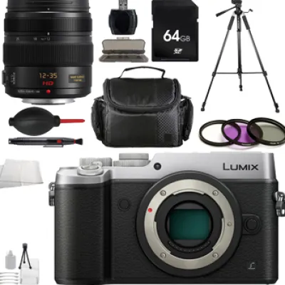 Clearance Panasonic Lumix DMC-GX8 Mirrorless Micro Four Thirds Digital Camera (Silver) + Lumix G X Vario 12-35mm + 64GB Memory Card Accessory Bundle