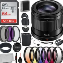 Sale Panasonic Lumix G 42.5mm f/1.7 ASPH. POWER O.I.S. Lens - H-HS043K with Essentials Bundle