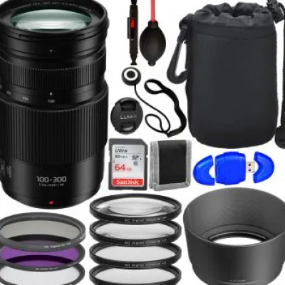 Sale Panasonic Lumix G Vario 100-300mm f/4-5.6 II POWER O.I.S. Lens - H-FSA100300 Must Have Bundle