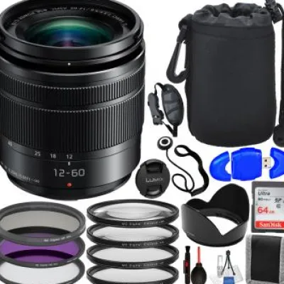 Online Panasonic Lumix G Vario 12-60mm f/3.5-5.6 ASPH. POWER O.I.S. Lens - H-FS12060 with Advanced Accessory Bundle