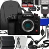 Discount Ultimaxx Panasonic Lumix GH6 Mirrorless Camera (Body Only) + 2X SanDisk 64GB Extreme Pro SDXC, 2X Spare Batteries, V-Shaped Bracket, Universal Speedlite & Much More (27pc Bundle)